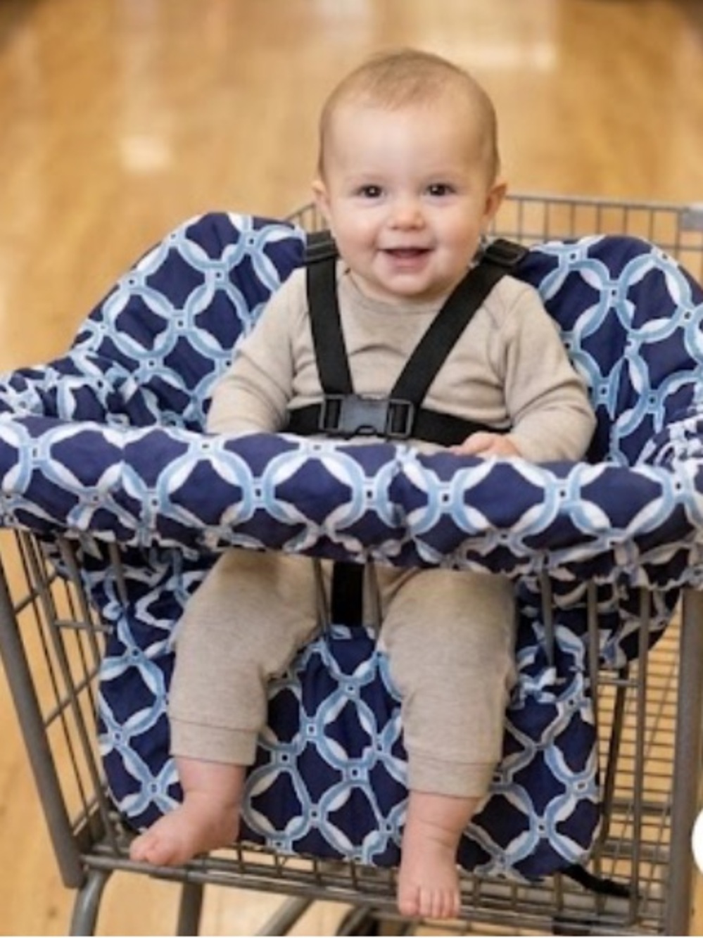 Stylish Navy & Light Blue Patterned Shopping Cart Cover For Baby
